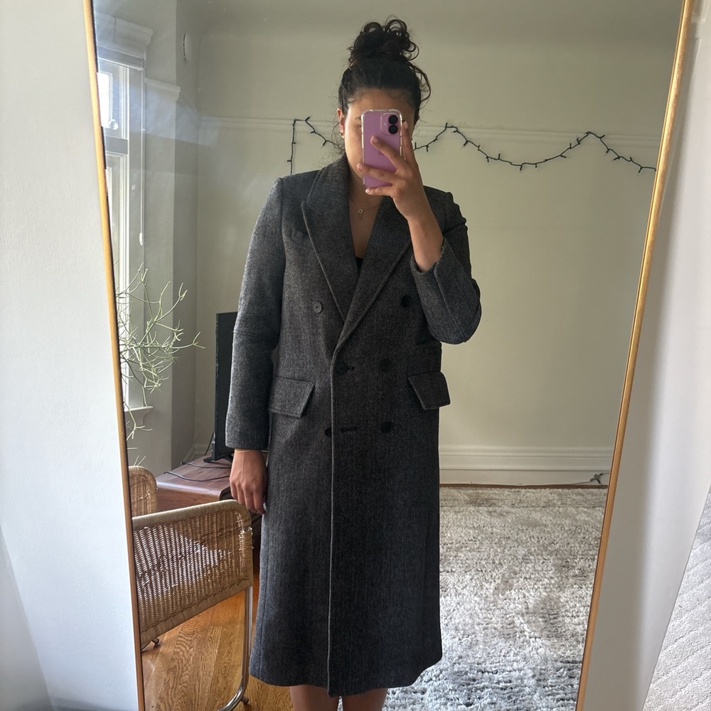 Women's Gray Double-Breasted Coat